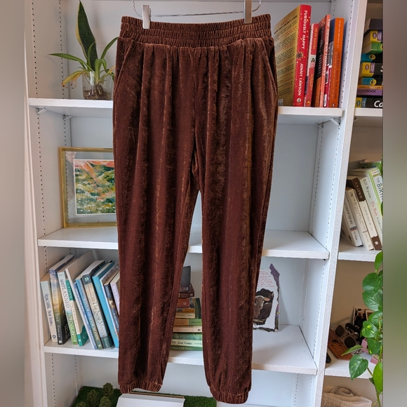 7 For All Mankind Women's Velvet Pants Jogger Style Chocolate Brown Size Small - Picture 2 of 8